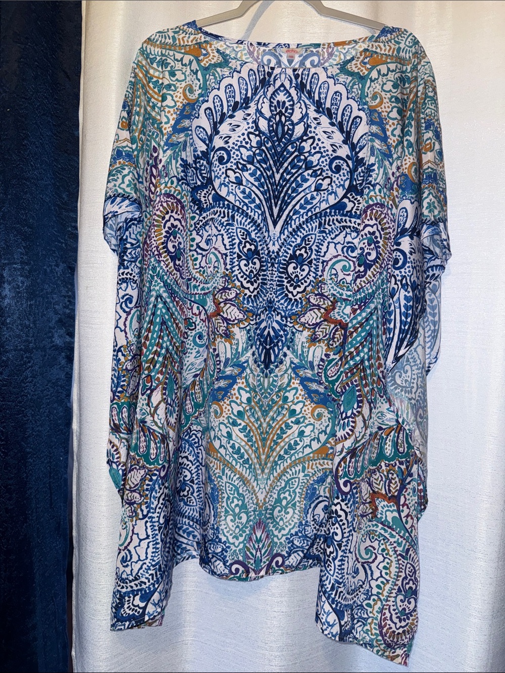Echo Teal, Blue & Gold Paisley Beach Coverup